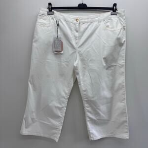 NWT Marina Rinaldi Cotton Blend Cropped Pant White US22 Basic Neutral Minimalist